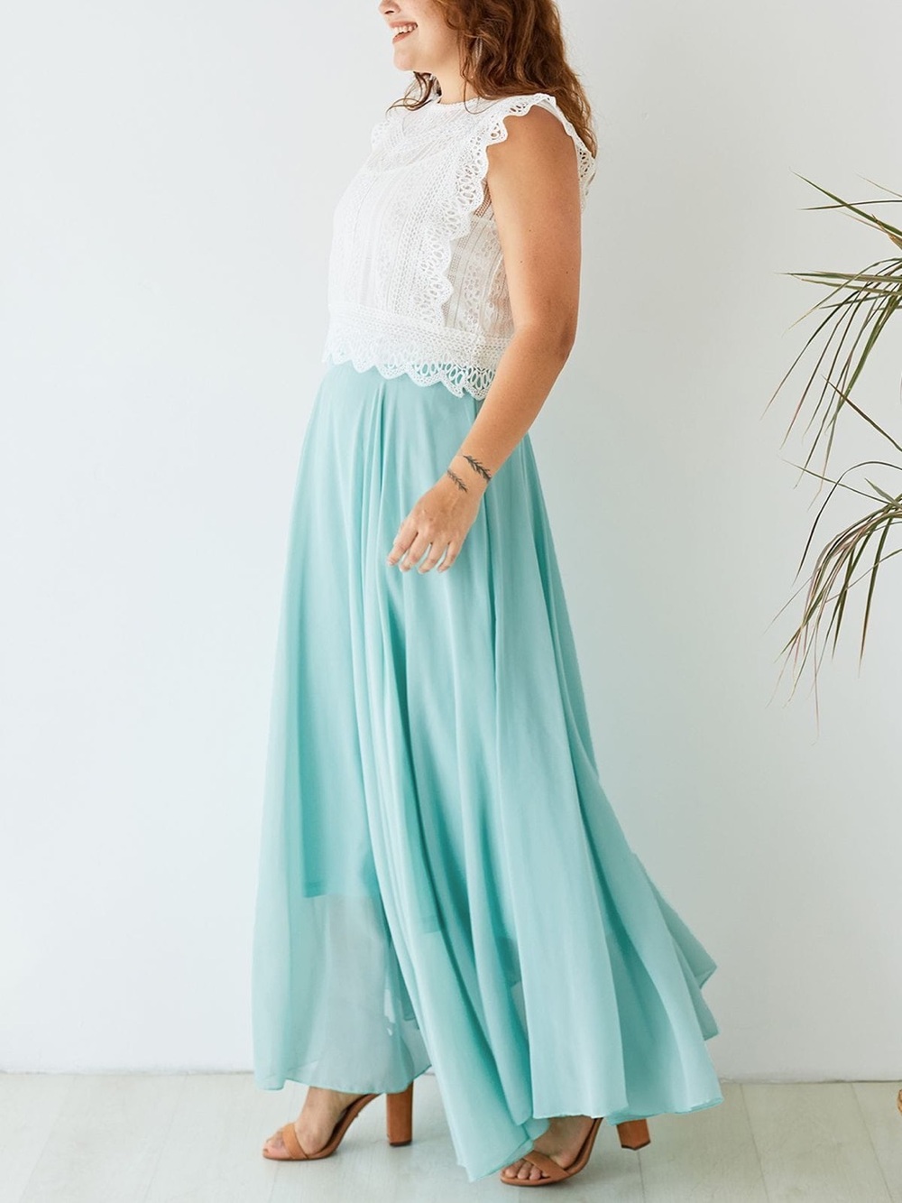 Chicwish Timeless Favorite Flowy Chiffon Maxi Skirt - Mint 2XL